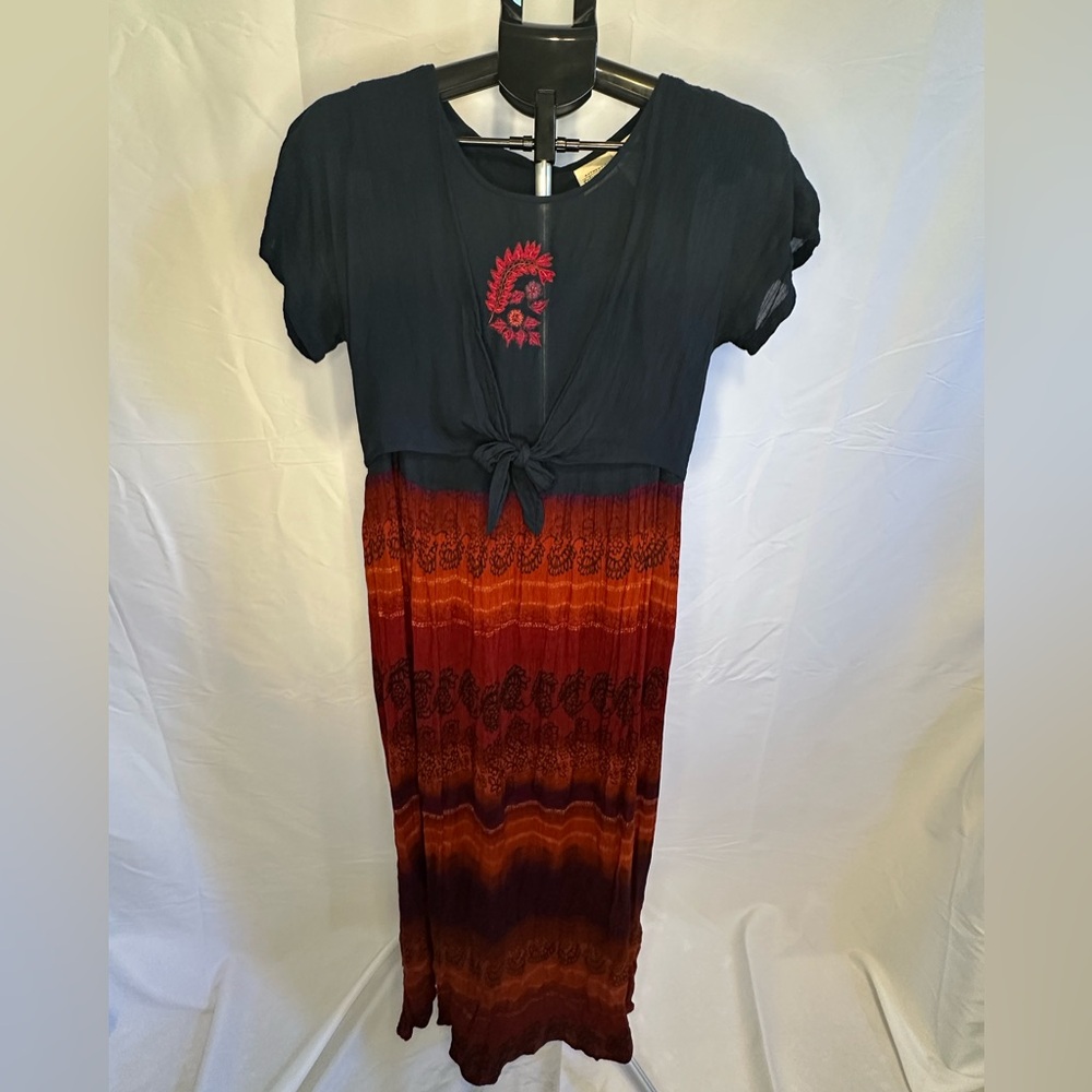 St. John's Bay Navy Blue and Red Maxi Dress